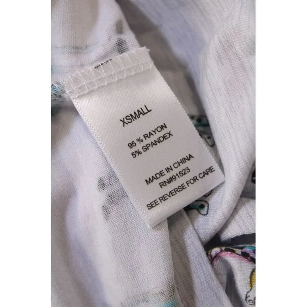 Emerson Road Womens Giraffe Print Ruffled Long Sleeve Pajama Set Gray Size XS